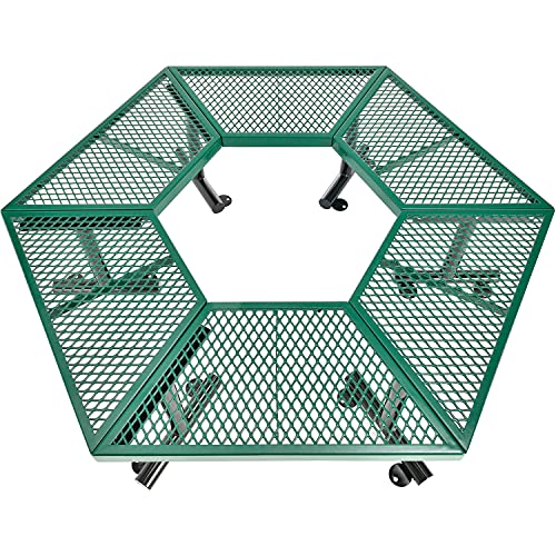Global Industrial Hexagon Outdoor Tree Bench Expanded Metal 73" L x 63" W x 18" H Green