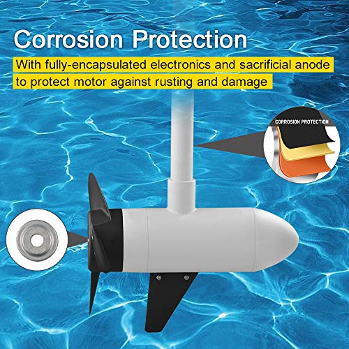 AQUOS 12V 55LBS 48" Shaft Bow Mount Electric Trolling Motor with Remote Control for Bass Fishing White & Remote Control