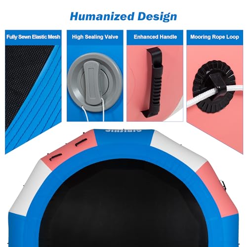 GIRISHIP Inflatable Water Trampoline 15FT with Electric Pump Blue-Pink-White