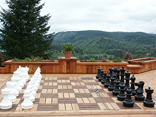 Chess House Giant Chess Set 25" King Black & White - 32 All-Weather Weightable Pieces