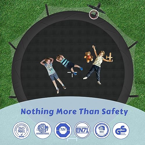Merax 14FT Trampoline with Safety Enclosure, Basketball Hoop & Ladder Black