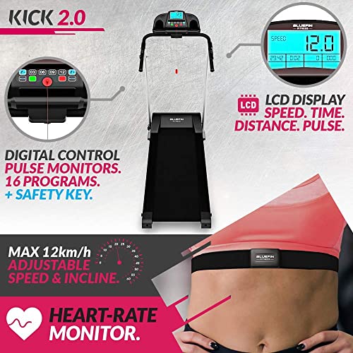 Bluefin Fitness KICK 2.0 High-Speed Folding Treadmill Black