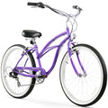 Firmstrong Urban Women's Beach Cruiser Bike, 7 Speed, 26 Inch, Purple w/ Black Seat