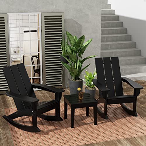 WestinTrends Ashore 5 Piece Patio Rocking Chair Set Black