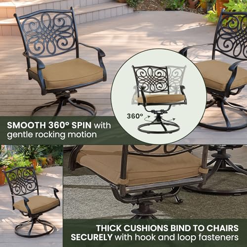 Hanover Traditions 7-Piece Patio Dining Set with Tan Cushions