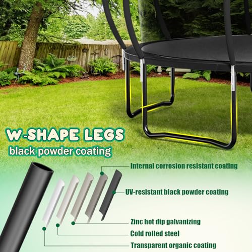 Liyarya 16FT Outdoor Trampoline with Basketball Hoop & Sprinkler, Black