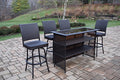 Oakland Living Ice Cooler Carts Elite All Weather Resin Wicker 5 Piece Bar Set with 4 Swivel Bar Stools Coffee