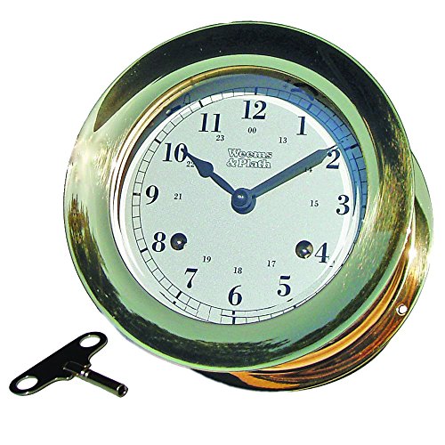 WEEMS & PLATH Atlantis Collection 8-Day Wind Ship's Bell Clock Brass