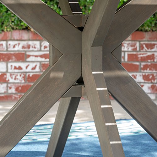Christopher Knight Home Lina Outdoor 5 Piece Wood and Wicker Dining Set Gray