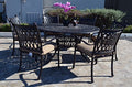 Patio Land Grand Tuscany Outdoor Patio 7 pcs Dining Set with 6 Swivel Rocker Chairs Sunbrella Sesame