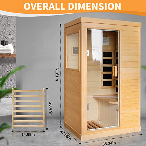 ToTibuy Far Infrared Home Sauna Low-EMF 800W Canadian Hemlock with Control Panel and Bluetooth Red