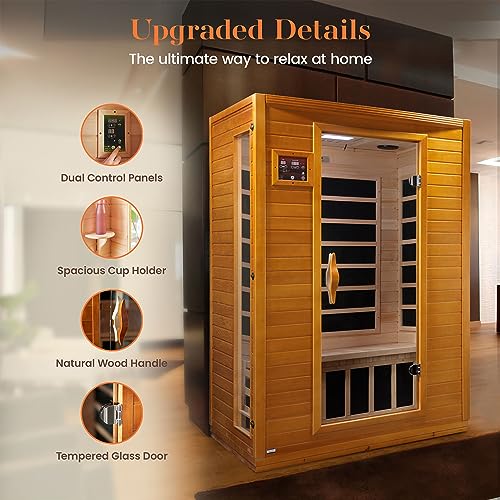 Dynamic Saunas Andora 2 Person Low EMF Infrared Therapy Sauna Dark Honey Stain