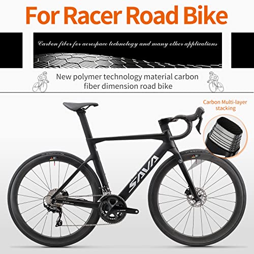 SAVADECK Carbon Road Bike T800 Carbon Fiber Frame 700C Racing Bicycle Shimano 105 R7000 22 Speed Groupset Mechanical Disc Brake Black White