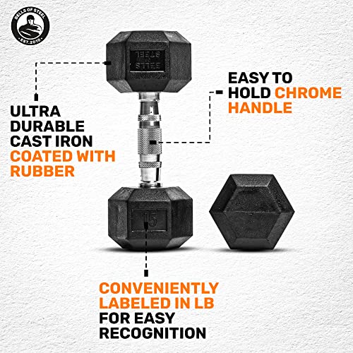 Bells of Steel Rubber Hex Dumbbells Set Black