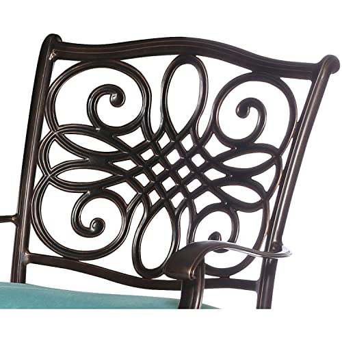 Hanover Traditions 5-Piece Outdoor Dining Set with 4 Swivel Chairs and Round Table Blue