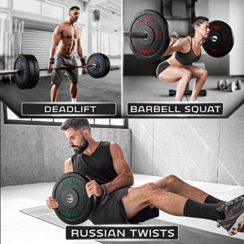 Yes4All 2-Inch Bumper Plate Olympic Rubber Weight Plate 250LB Plate Set