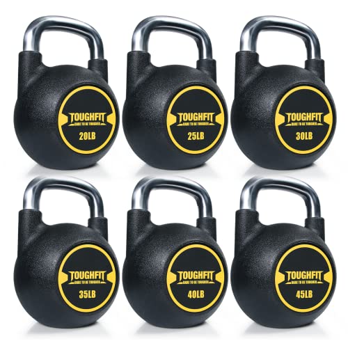ToughFit 195LBS PU Coated Kettlebell Set - Rust-proof Handles & Flat Bottoms