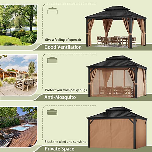 Greesum 10'x12' Hardtop Metal Gazebo Black