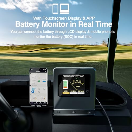 Lamnory 48V 105Ah Lithium Golf Cart Battery with Touch Monitor & Charger