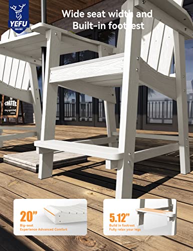 YEFU Tall Adirondack Chair Set of 4 with Connecting Tray, Weather Resistant Patio Stools White