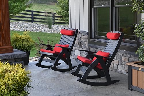 LuxCraft Poly Comfort Rocker Recycled Plastic Outdoor Rocking Chair Chestnut Brown