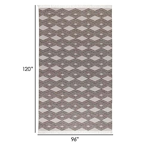 Benzara Handwoven Diamond Indoor Outdoor Area Rug 8x10 Pebble Gray