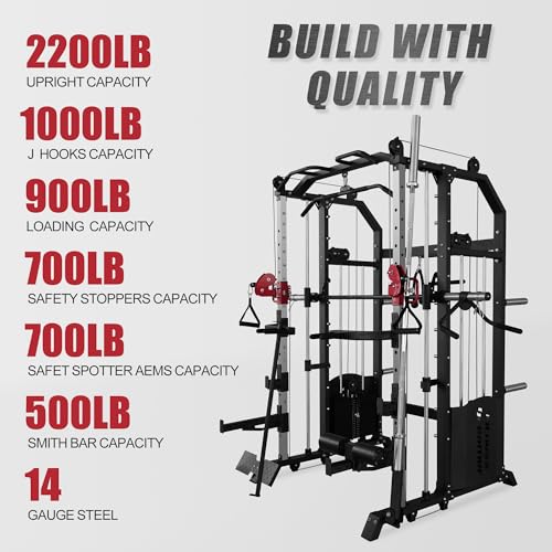 Fitness Dreamer Smith Machine Upper Body Strength Training Equipment Leg Developer Red