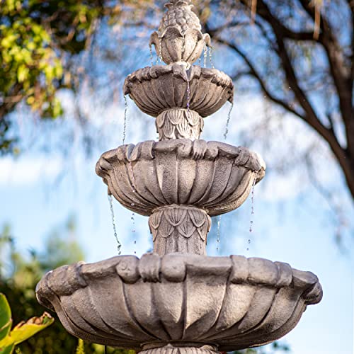 XBrand 3-Tier Outdoor Freestanding Bird Bath Fountain with Pump Gray