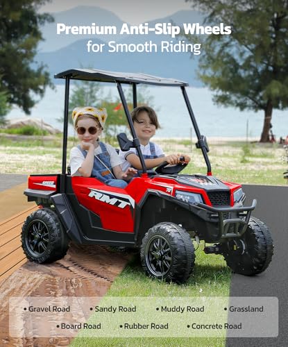 ELEMARA 24V Electric Off-Road UTV 2-Seater Kids Ride-On Truck Dark Red