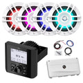Enrock Marine Bluetooth AM/FM Radio with 4x 6.5" Multicolor LED Speakers and 4-Channel Amplifier