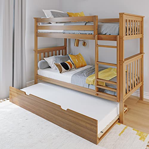 Max & Lily Twin-Over-Twin Bunk Bed with Trundle Pecan