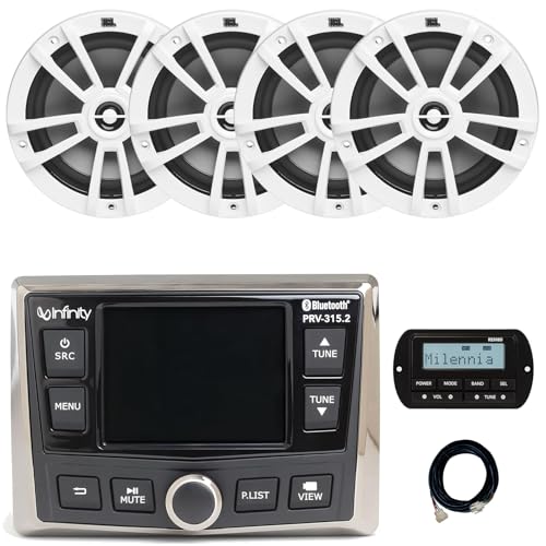 Enrock Marine Infinity PRV-315.2 Marine Radio Receiver & 4x 6.5" White Speakers