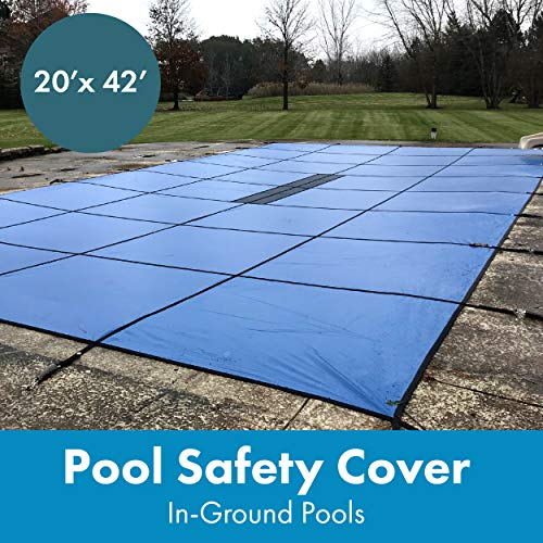 WaterWarden Inground Pool Safety Cover 20' x 42' Rectangle Solid Blue