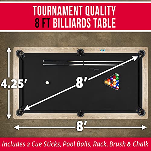 GoSports 8 ft Pool Table with Wood Finish Black