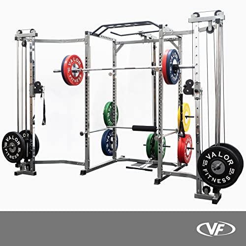 Valor Fitness BD-33BCCL Power Rack w/LAT Pull and Cable Crossover - Black