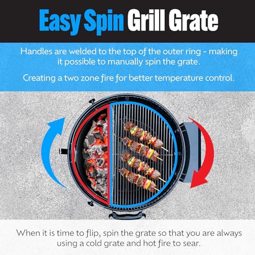 Slow 'N Sear Deluxe Kamado Grill 22" for Two-Zone Charcoal Cooking