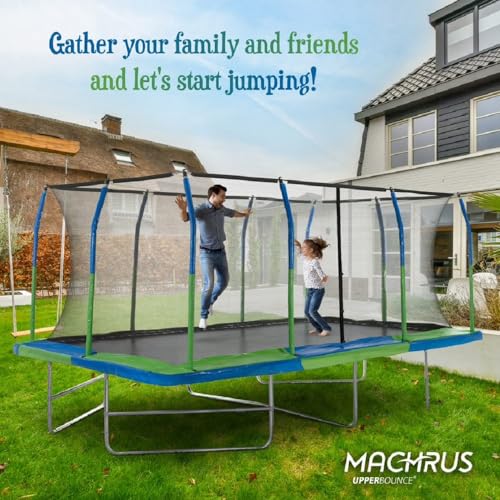 Upper Bounce Rectangle Trampoline Outdoor Set with Enclosure Blue
