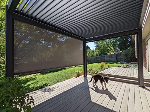 BON PERGOLA 10 ft Wind Resistant Manual Side Shade for Aluminum Pergola Dark Gray