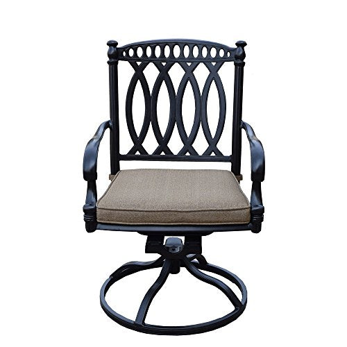 Oakland Living Ice Cooler Cart Swivel Rocker Set with Cushions & Side Table Antique Black