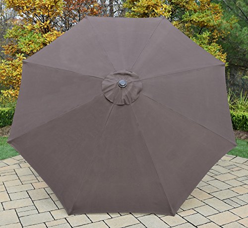 Oakland Living Elite Bar Set with Table, 4 Cushioned Stools, Umbrella & Stand Antique Bronze
