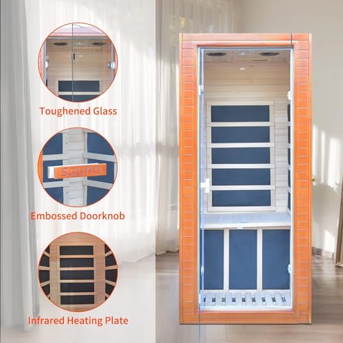 Homsido Home Sauna Far Infrared Mini Low-EMF Single Indoor Wooden Canadian Hemlock Sauna Mini Hemlock Sauna
