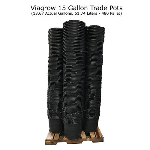 Viagrow 15 Gallon Round Nursery Trade Pots 480 Pack Black