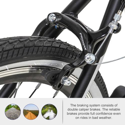 HH HILAND Hybrid Bike Step-Over/Step-Through Frame 700C Black