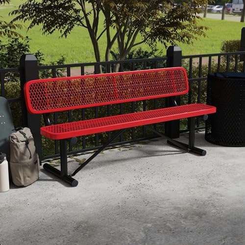Leisure Craft 6 Foot Outdoor Bench with Back Red