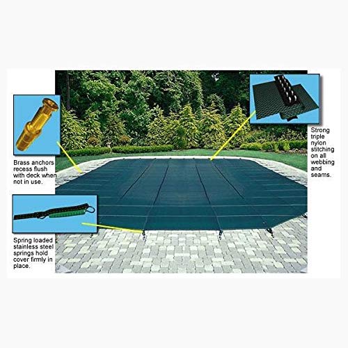 Blue Wave Arctic Armor Mesh Rectangular Safety Cover 18ft x 36ft Green