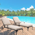 Luccalily Chaise Lounge Patio Chair Set of 2 with Wheels, Adjustable Reclining, Rust-Resistant Aluminum, Waterproof Beige Cushion
