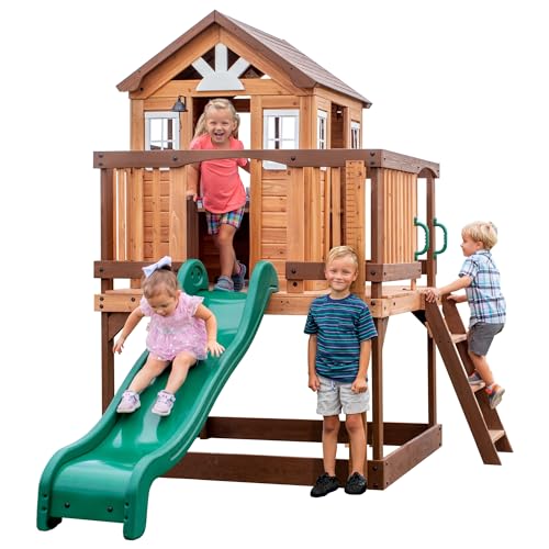 Backyard Discovery Echo Heights Elevated Cedar Playhouse Light Brown