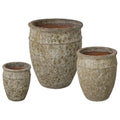 Emissary Reef Green Stoneware Round Planters Set of 3 22in L x 27.5in H