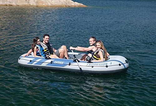 Intex Excursion 4 Inflatable Raft Set with 2 Trolling Motors