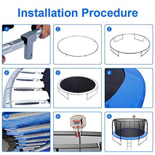 FYU 14FT Trampoline with Basketball Hoop & Safety Enclosure 760 LBS Capacity